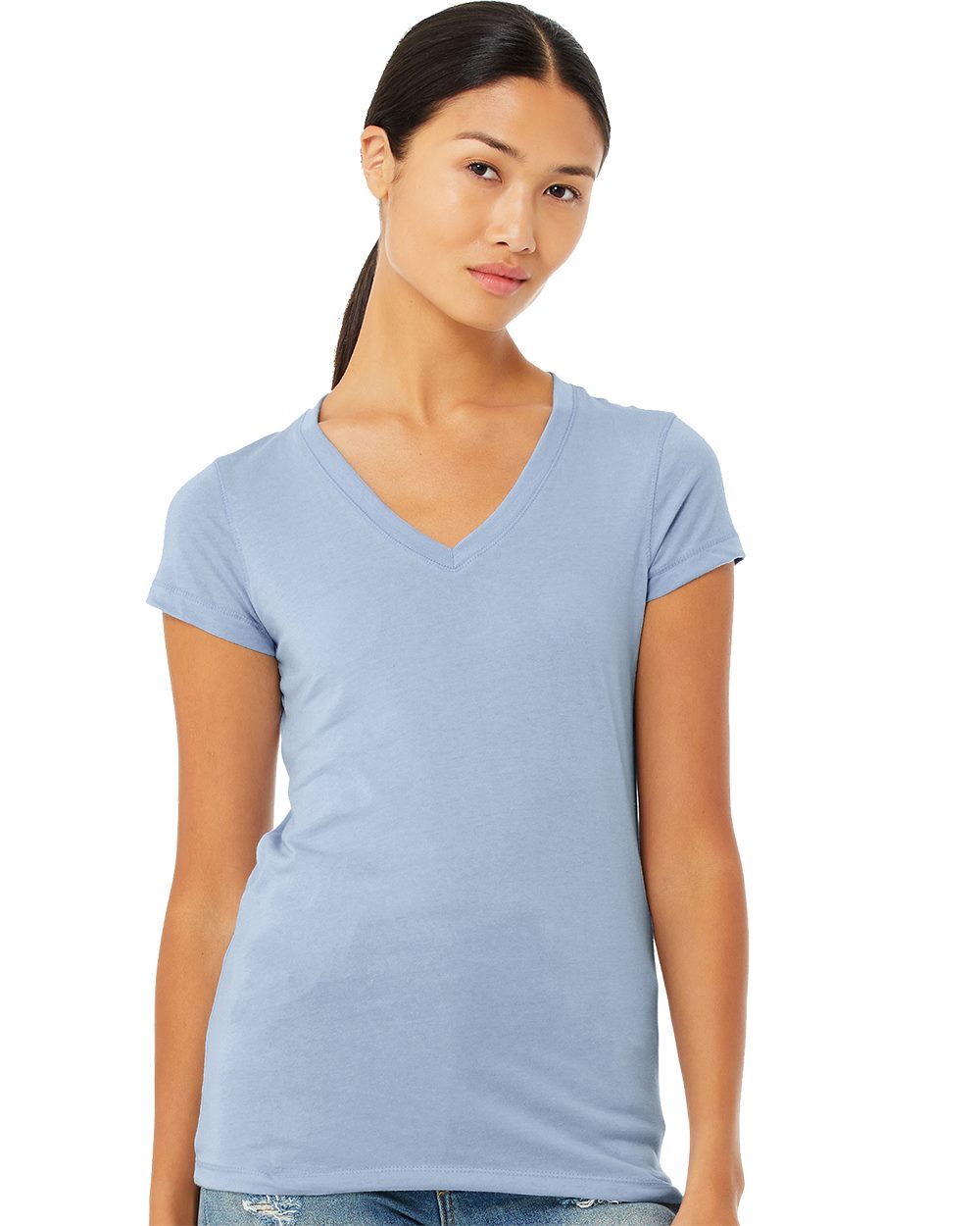 BELLA + CANVAS 6005-US BELLA + CANVAS 6005 - Women’s Jersey V-Neck Tee pour impression personnalisée à Montréal