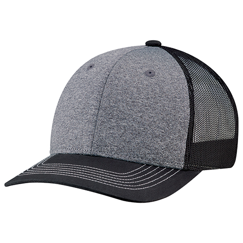 AJM International 8J016M AJM International 8J016M - Cotton Drill / Polyester Heather / Polyester Mesh 6 Panel Constructed Pro-Round (Mesh-Back) for custom printing in Montreal