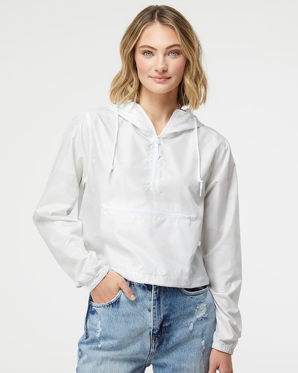 Independent Trading Co. EXP64CRP-US Independent Trading Co. EXP64CRP - Women's Lightweight Quarter-Zip Pullover Crop Windbreaker pour impression personnalisée à Montréal