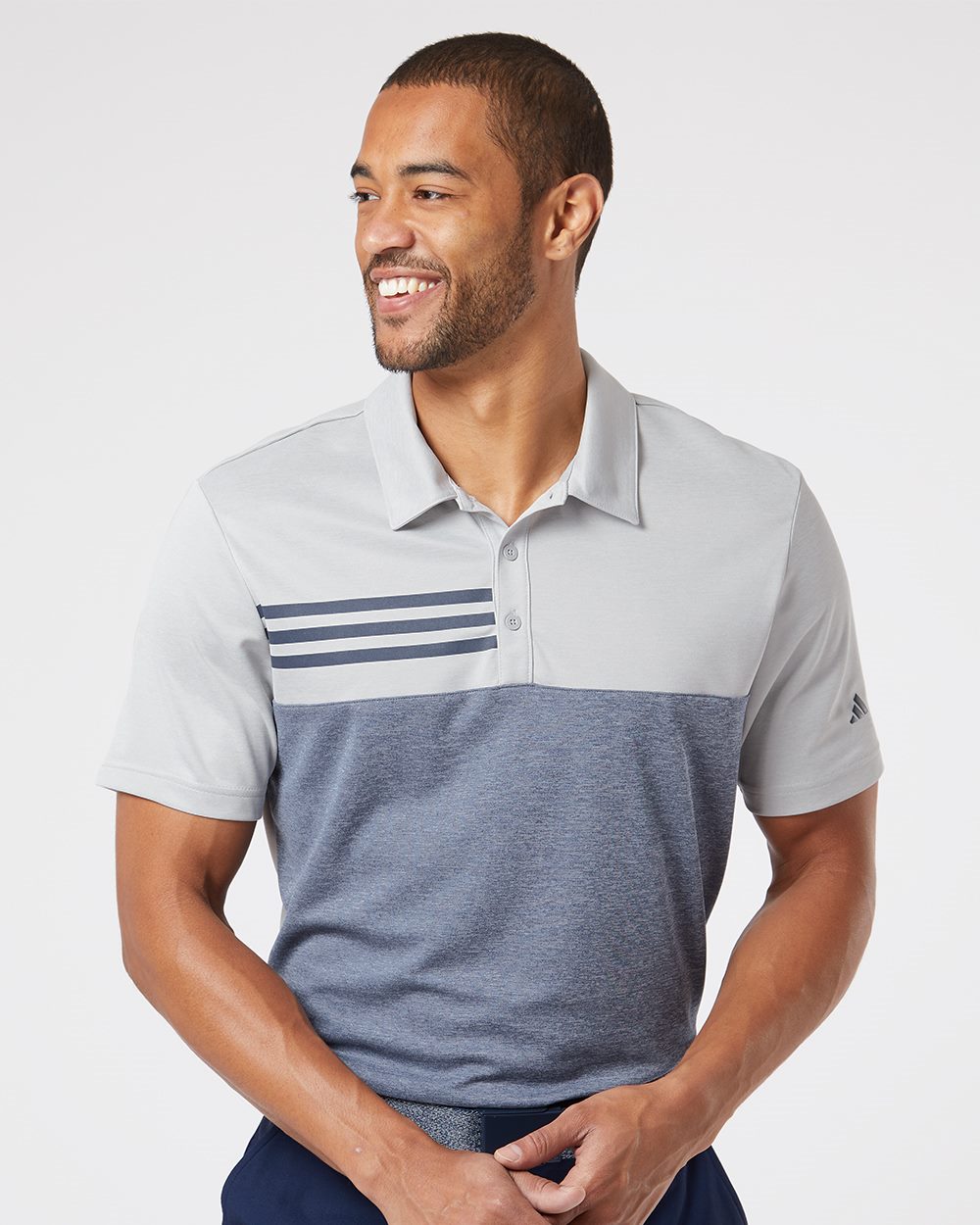 Adidas A508-US Adidas A508 - Heathered Colorblocked 3-Stripes Polo for custom printing in Montreal