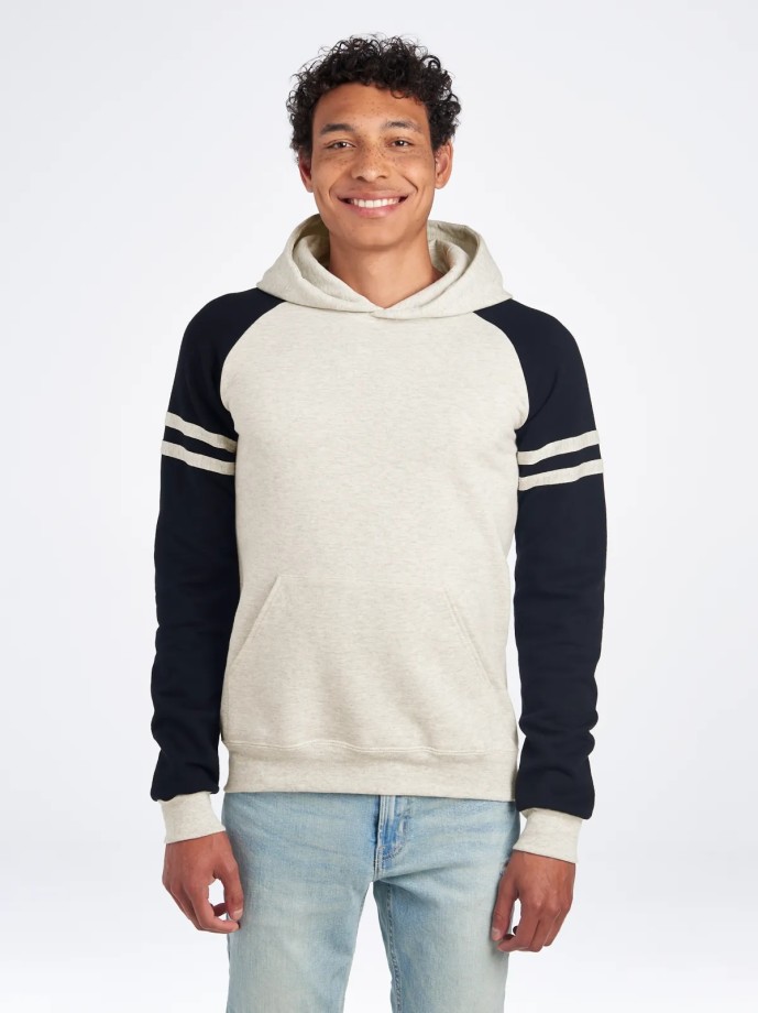 Jerzees 97CR Jerzees 97CR - NuBlend® Unisex Varsity Color-Block Hooded Sweatshirt pour impression personnalisée à Montréal