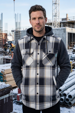 Gatts Work Wear 632DC - Hard-wearing twill shirt, lined, fleece in sleeves and hood