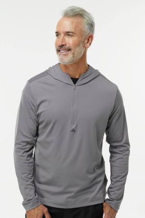 Adidas A596 - Lightweight Performance Quarter-Zip Hooded Pullover