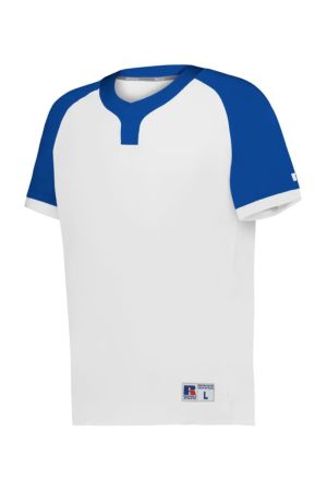 Russell R02X3B - YOUTH BASELINE COVERED PLACKET BASEBALL JERSEY