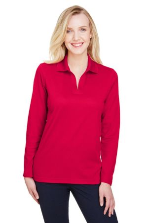 Devon & Jones DG20LW - CrownLux Performance™ Ladies' Plaited Long Sleeve Polo