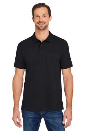 Harriton M205P - Men's Valiant Cotton Snag Protect Pocket Polo