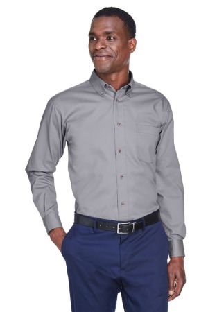 Harriton M500 - Men's Easy Blend™ LongSleeve Twill Shirt with StainRelease