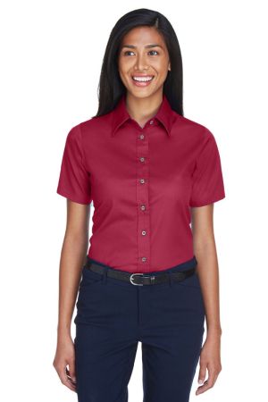 Harriton M500SW - Ladies' Easy Blend™ ShortSleeve Twill Shirt with StainRelease
