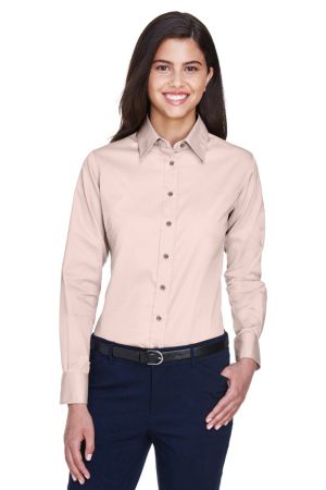 Harriton M500W - Ladies' Easy Blend™ LongSleeve Twill Shirt with StainRelease