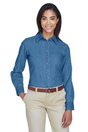 Harriton M550W - Ladies' 6.5 oz. LongSleeve Denim Shirt