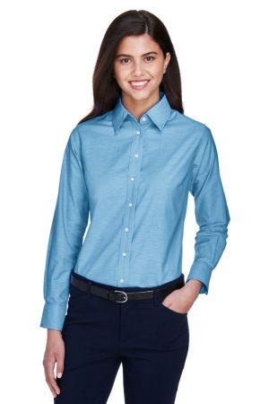 Harriton M600W - Ladies' LongSleeve Oxford with StainRelease