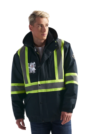 CX2 Hi-Vis L01277 - Peterbuilt - Hi-Vis 3in1 Bomber Jacket w/ Detachable Hood