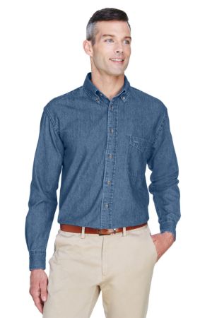 Harriton M550T - Men's Tall 6.5 oz. LongSleeve Denim Shirt