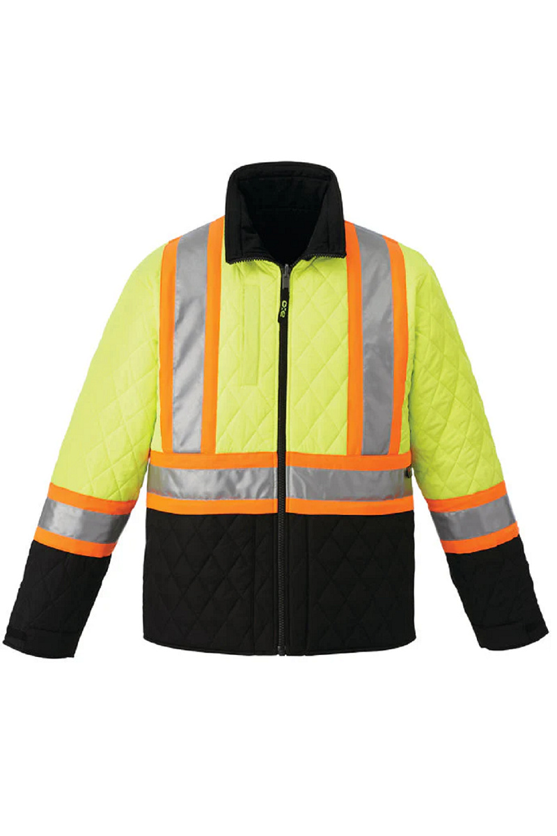 CX2 L01210 CX2 Hi-Vis L01210 - Zircon - Cotton Canvas Reversible to Polyester Hi-Vis Insulated Jacket for custom printing in Montreal