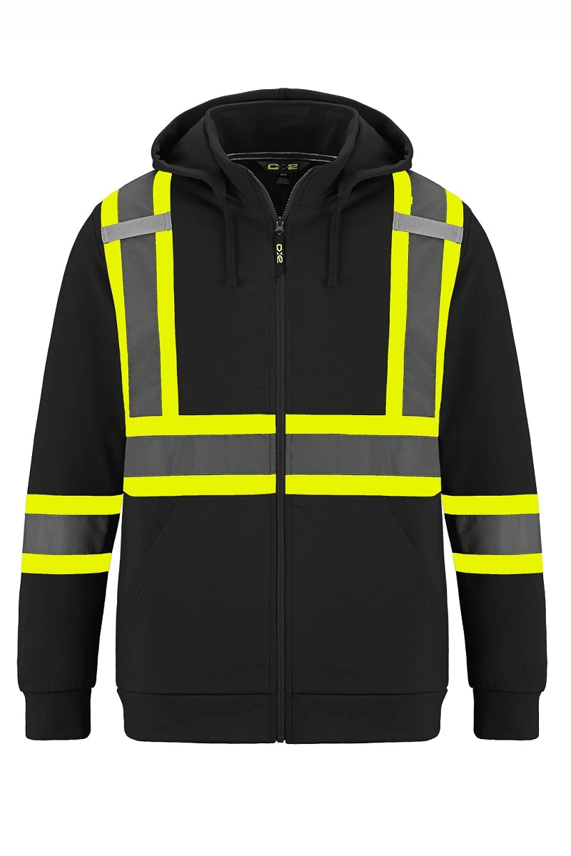 CX2 L01380 CX2 Hi-Vis L01380 - Infinity - Hi-Vis Full Zip Hooded Sweatshirt w/ Detachable Hood for custom printing in Montreal