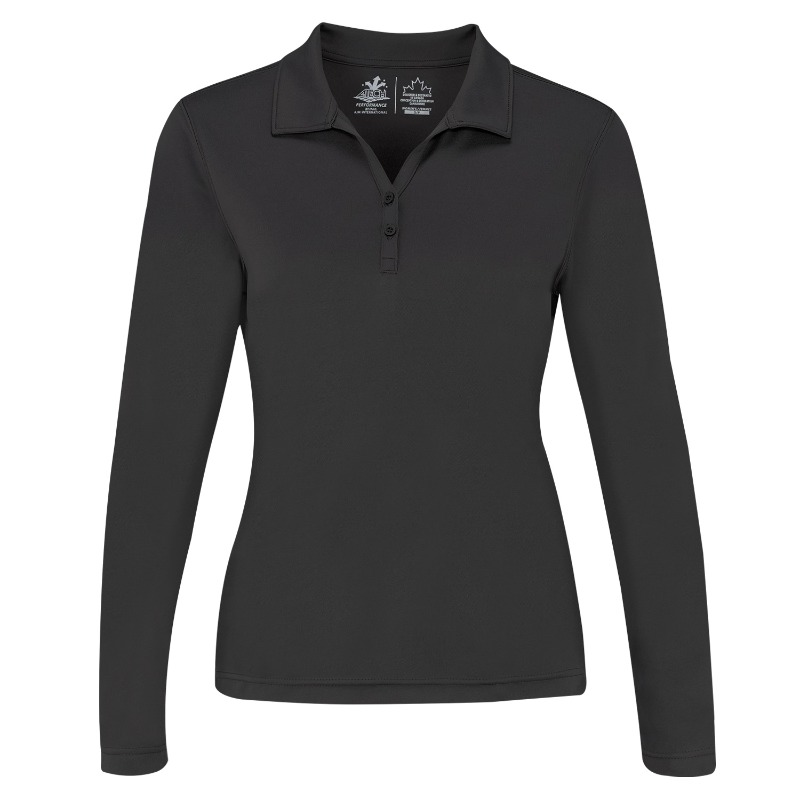 AJM International PF2900 AJM International PF2900 - Women's Performance Long Sleeve Polos :: 100% Polyester Pique Knit. 155g/m2 - 4.5oz/yd2 for custom printing in Montreal